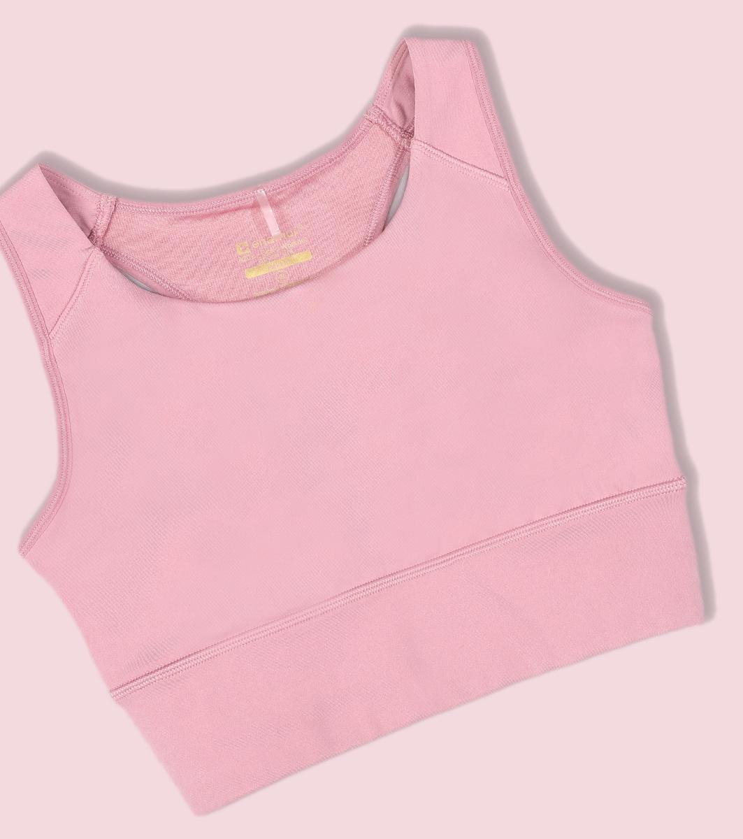 Enamor Wide Straps Seamed T-back Basic Workout Sports Bra - Quick Dry, Antimicrobial, Removable Padding, Non-Wired, Full Coverage - A202 (Lilas)